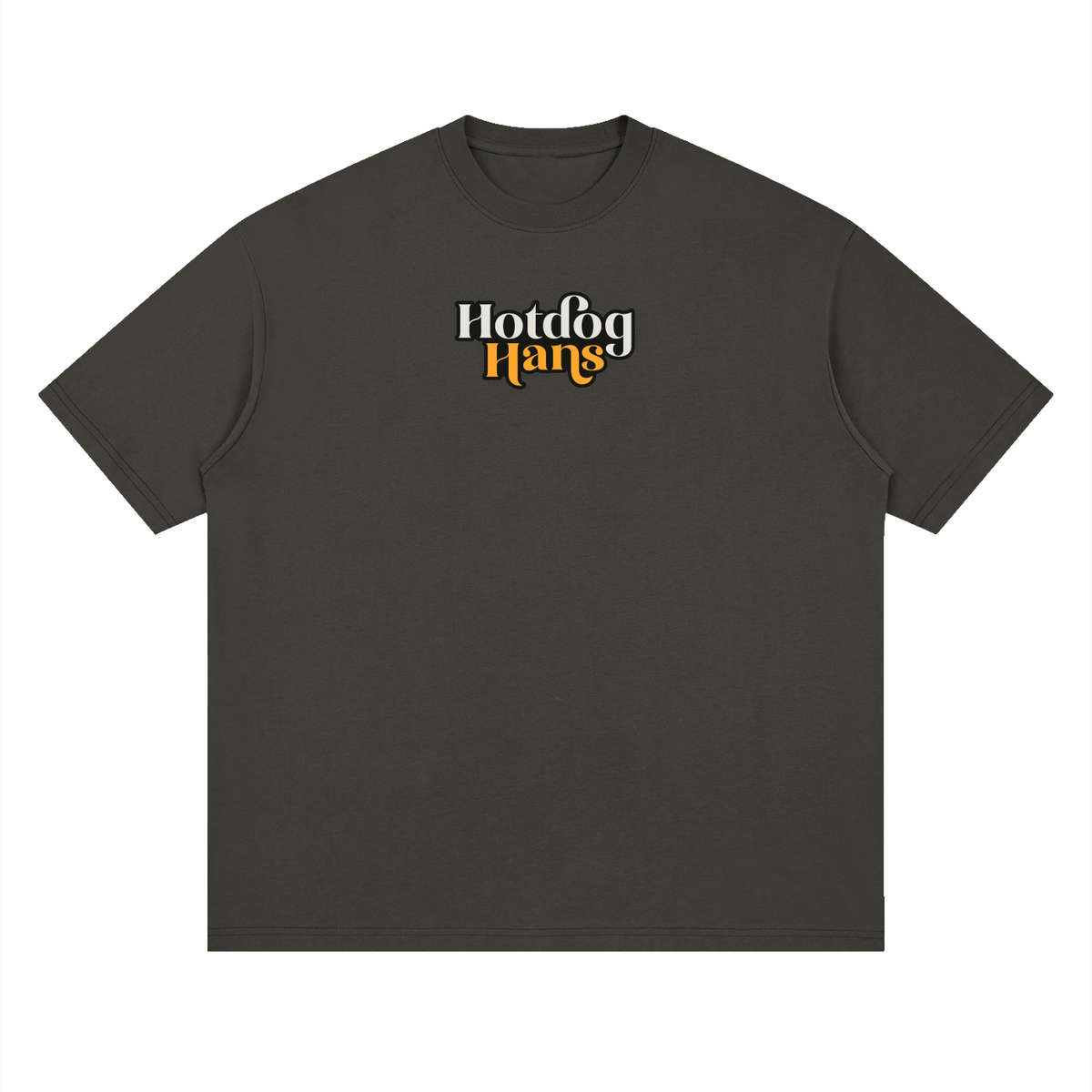 Hotdog Hans Classic Tee in Dark Gray, front view