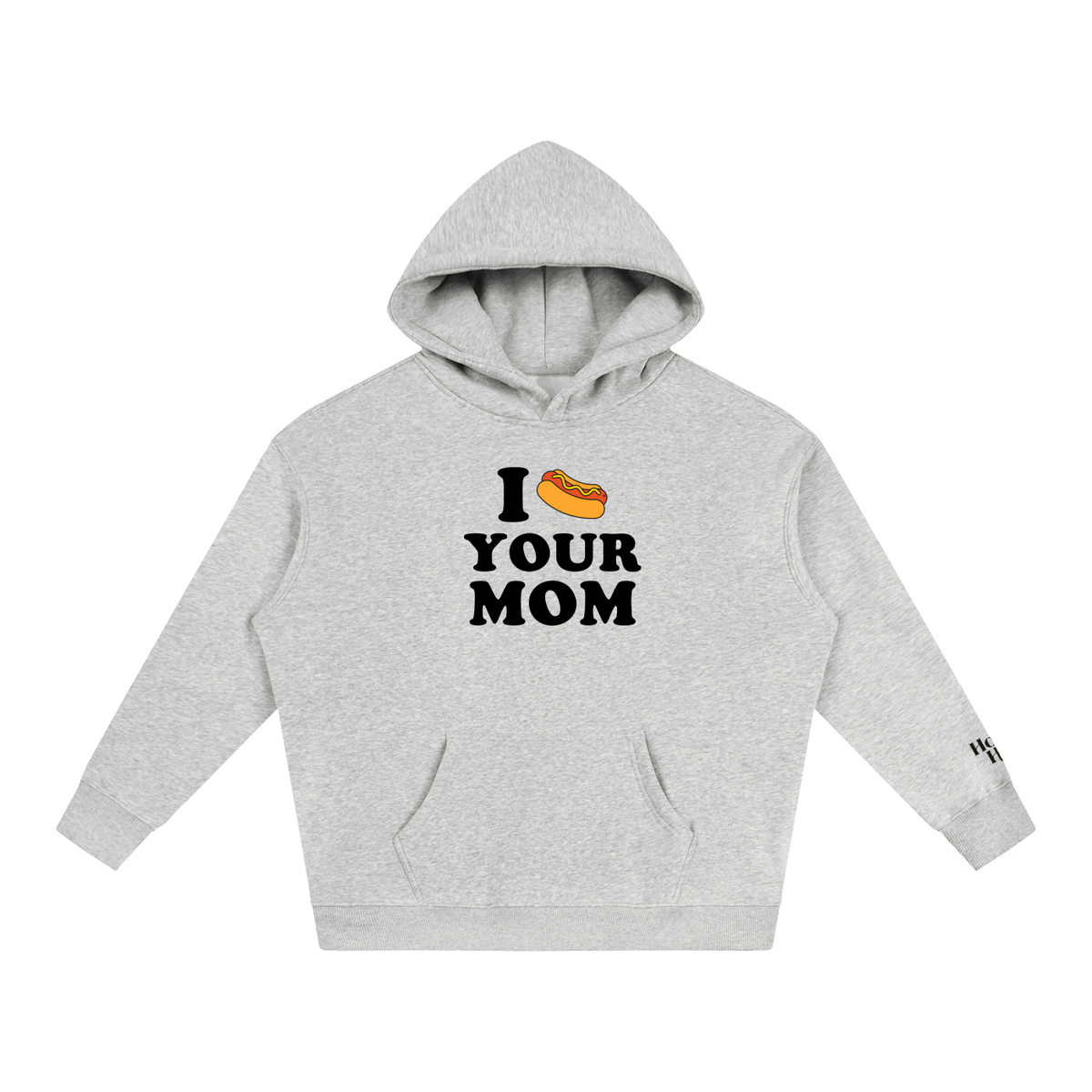 Hotdog Your Mom Hoodie in Flower Gray — Tapstitch front mockup