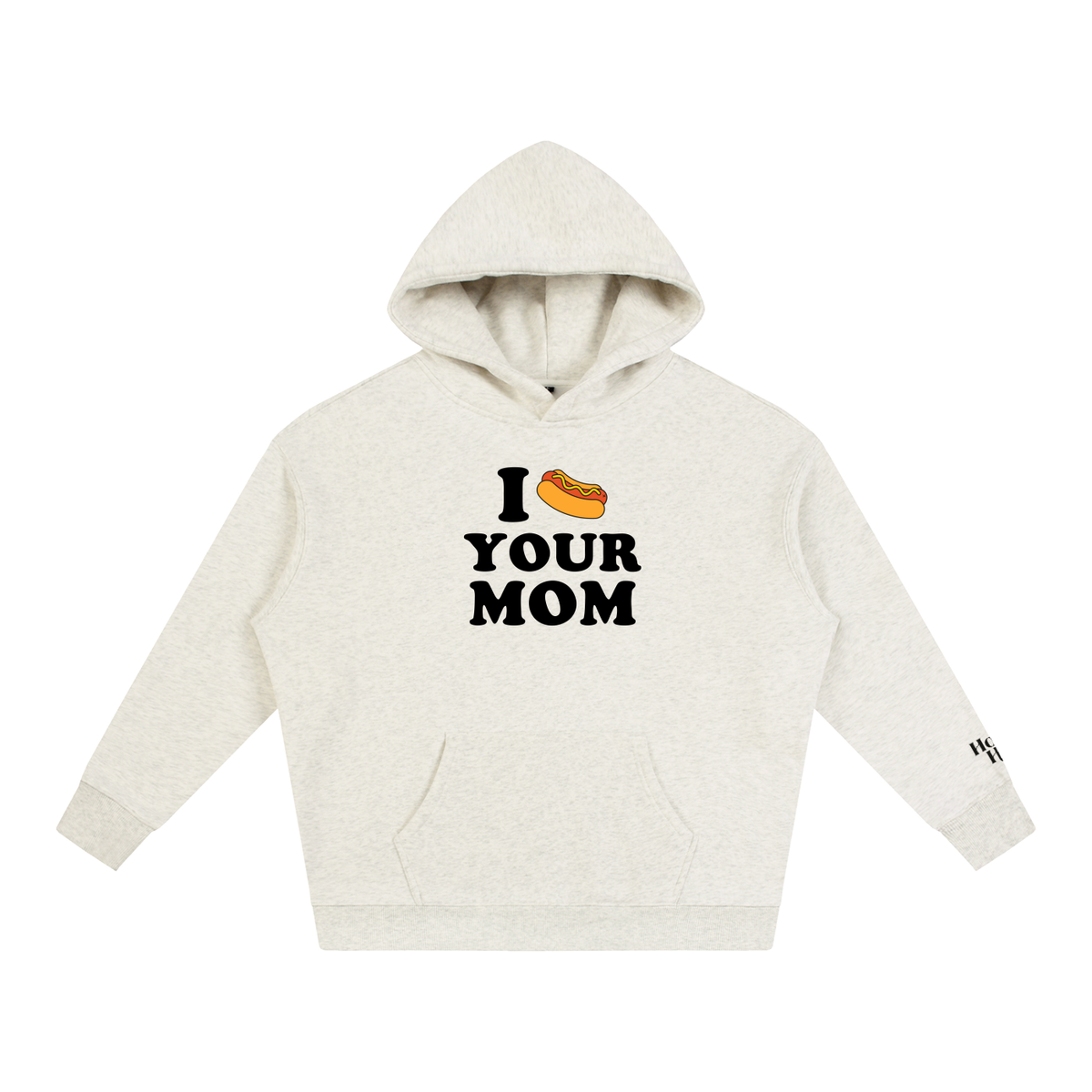 Hotdog Your Mom Hoodie in Oat Gray — Tapstitch front mockup